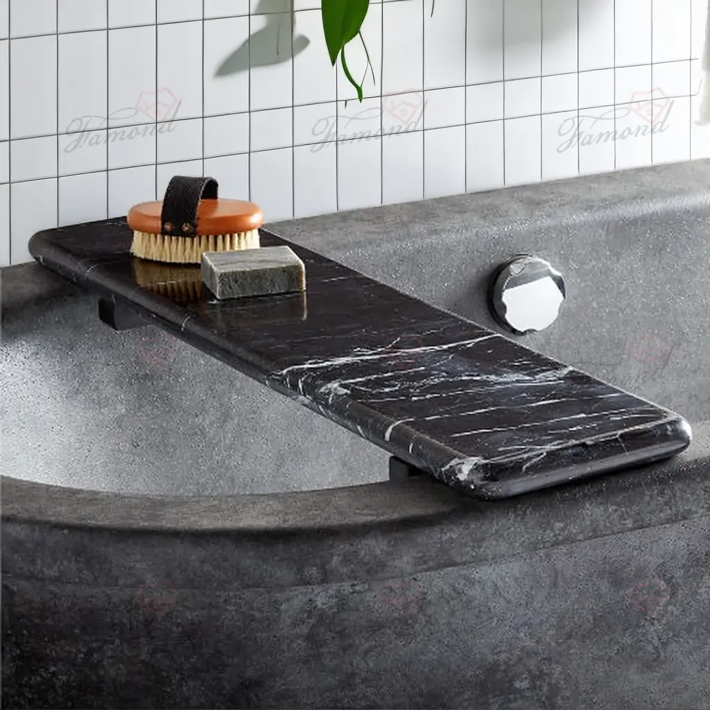 Black Marble Bathtub Stand Resin Imitation of Real Marble-Famond R&D Factory