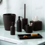 Simple Solid Color Black / Grayish Blue Bathroom Set-Famond R&D Factory