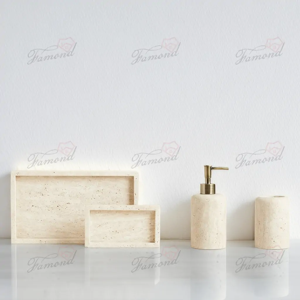 High-end cave stone square/round imitation marble bathroom kit handmade resin crafts-Famond R&D Factory