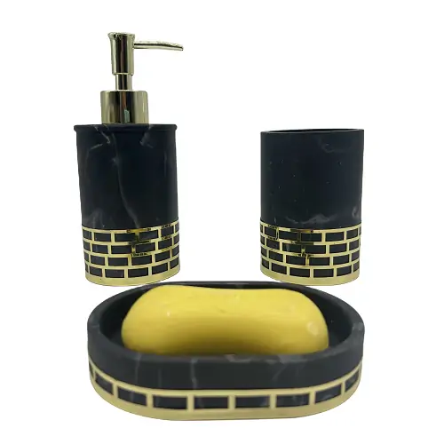 Black Marble & Gold Hollowed Hardware 3 pcs Sets-Famond R&D Factory