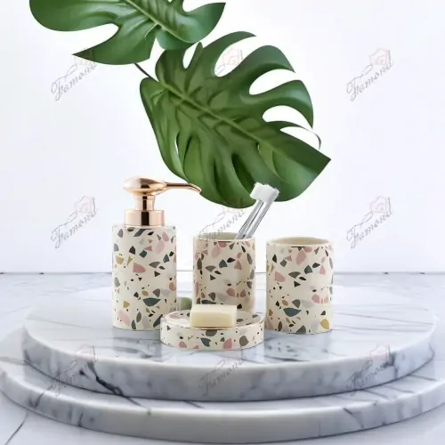 Ceramic Paste Waterborne Paper Resin Terrazzo Bathroom 4-piece set-Famond R&D Factory