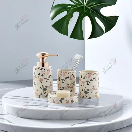 Ceramic Paste Waterborne Paper Resin Terrazzo Bathroom 4-piece set-Famond R&D Factory