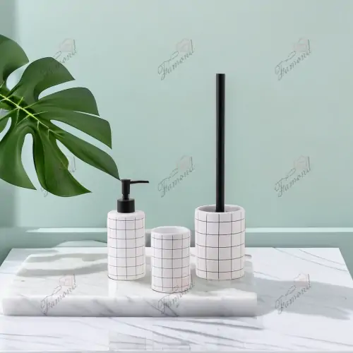 INS Style Black Lines white Plaid Bathroom Products-Famond R&D Factory