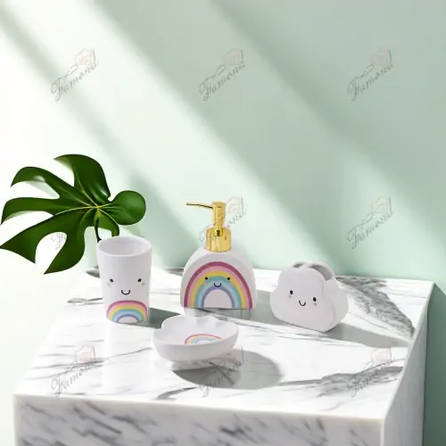 Cute Rainbow Cloud Shape Childlike Bathroom 4pcs Sets-Famond R&D Factory