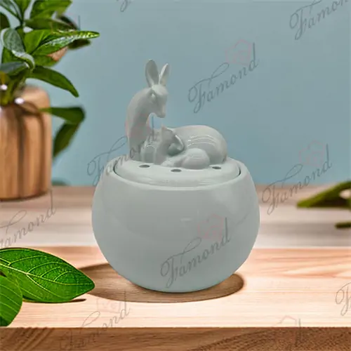 Cyan Imitation Ceramic Animal Deer Resin Aromatherapy Stove