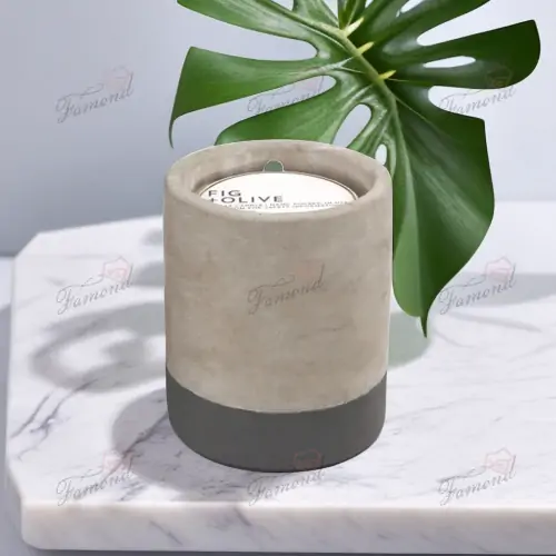 Simple Cylindrical Cement Natural Color Candlestick