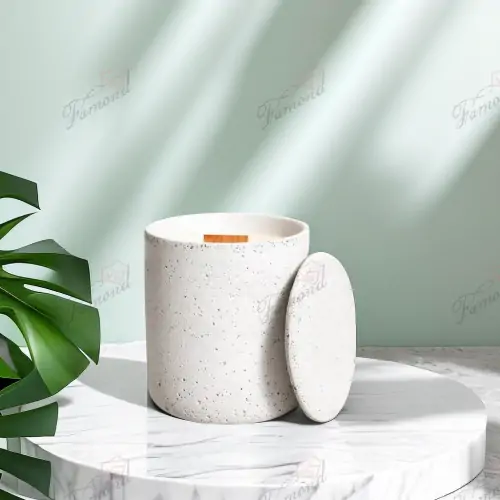 Cement Imitation Natural Cave Stone with Lid Candle Holders