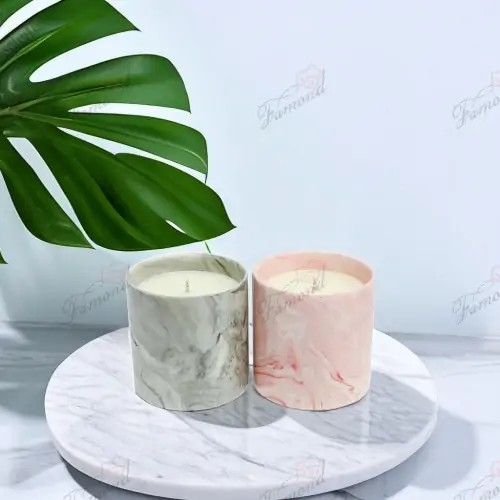 Grey / Pink Marble Candle Holder Home Decor