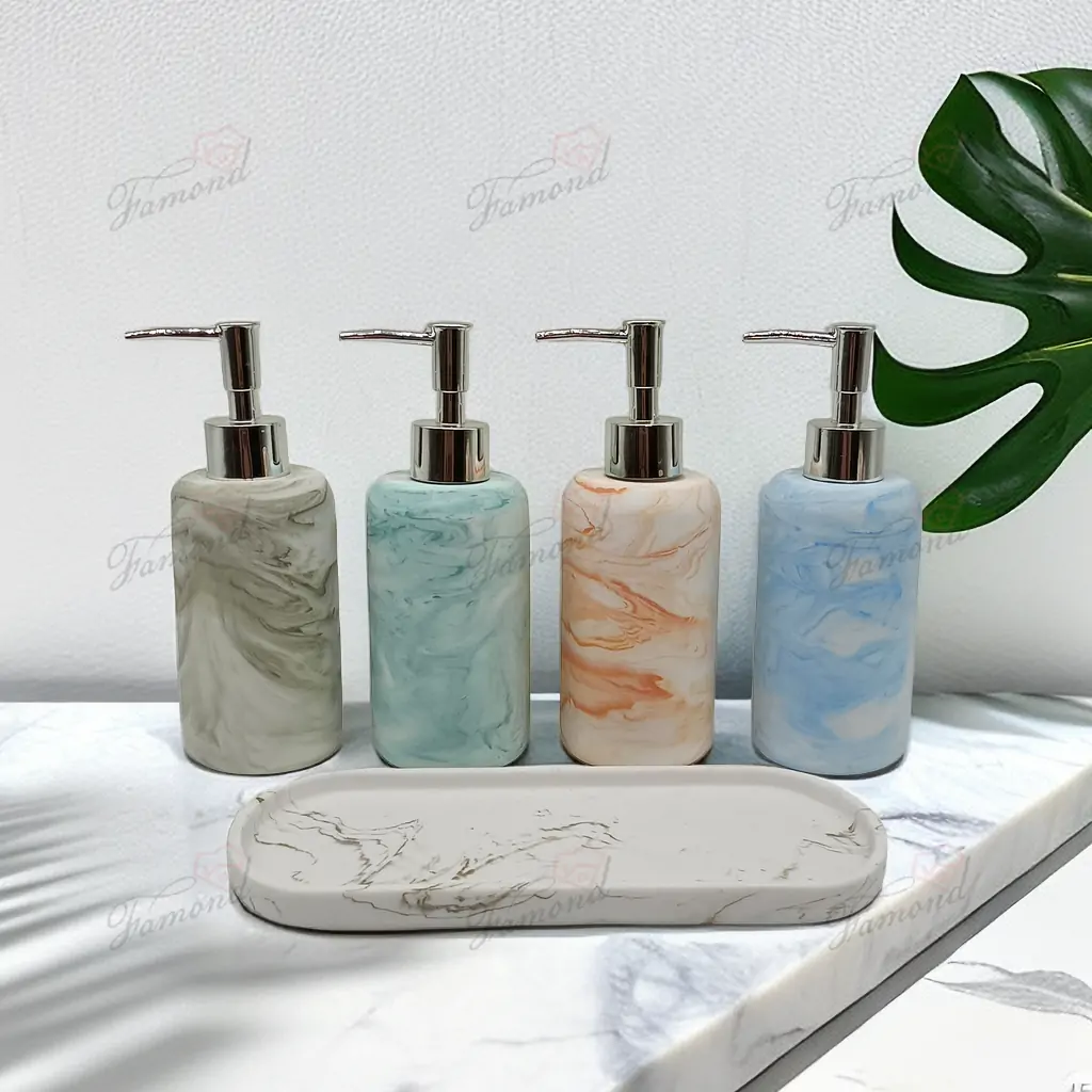 Colored Water Corrugated Marble Lotion with ABS Pump-Famond R&D Factory