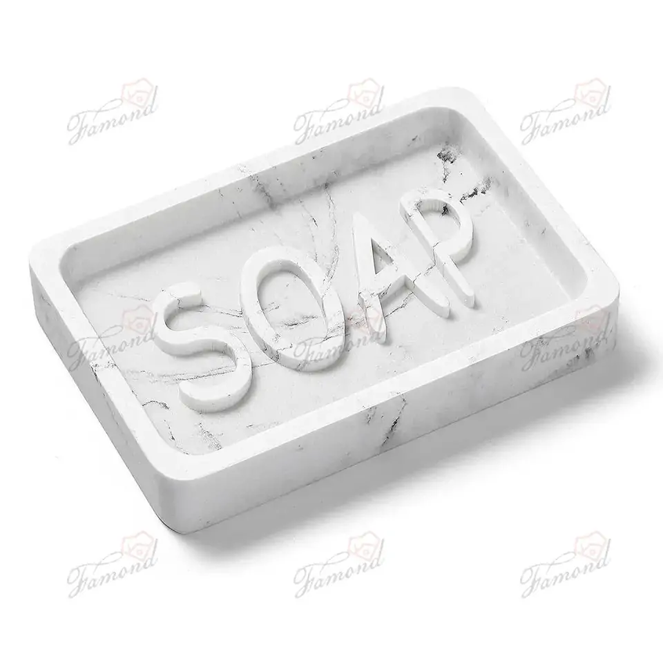 Simple Word Style S O A P Soapdish Marble Resin Handmades Soap Holder For bathrooms / Kitchen-Famond R&D Factory