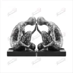 Poly Resin Imitation Hardware Figures Bookend Kneeling Posture Clasped Palm Vintage Household Items