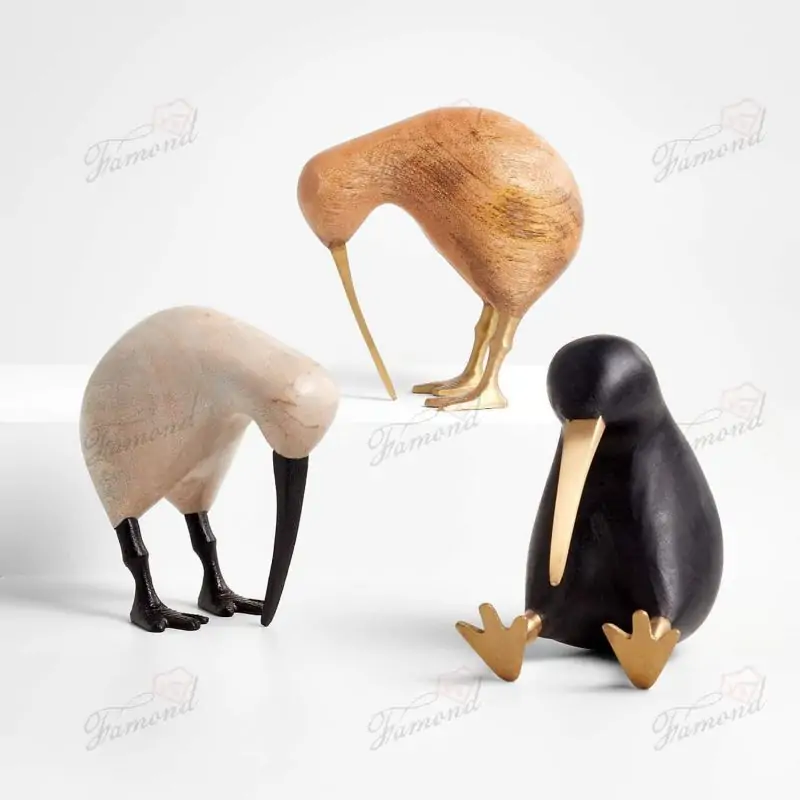 Animal Statue Long-billed Bird Shape Wooden / Matte Black Livingroom Office Decoration Artistic Atmosphere