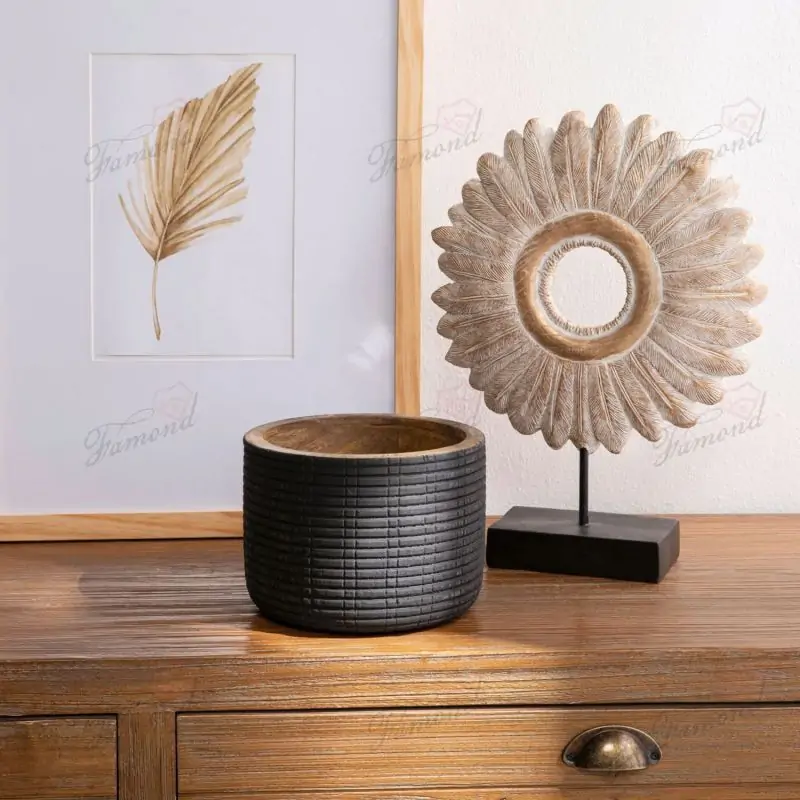 A Vintage-style Decorative Piece for the Livingroom Sunflower Shaped made of Feathers Arranged in a Circular Pattern