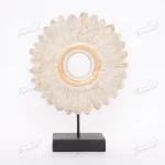 A Vintage-style Decorative Piece for the Livingroom Sunflower Shaped made of Feathers Arranged in a Circular Pattern