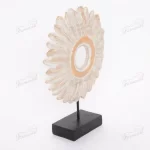 A Vintage-style Decorative Piece for the Livingroom Sunflower Shaped made of Feathers Arranged in a Circular Pattern