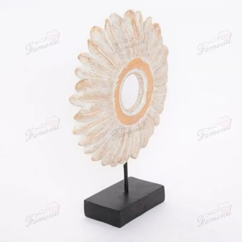 A Vintage-style Decorative Piece for the Livingroom Sunflower Shaped made of Feathers Arranged in a Circular Pattern