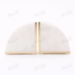 High-end Minimalist Trapezoidal Semicircular Marble Bookend Painted Gold Trim Made of Resin Marble