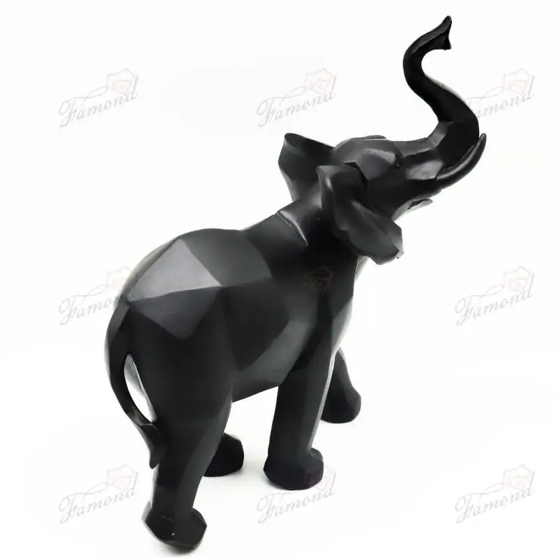 Minimalist Black White Elephant Decorative Piece with a Triangular Cut Surface for The Living Room or Office