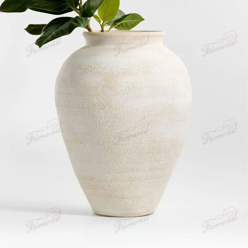 Cream-colored Planters with Handles and Hols for Low-profile Plant for Decorative Homegoods