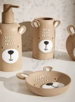 Cute Brown Bear Children's Bathroom 4-piece Set Resin Accessory Set for Child-Famond R&D Factory