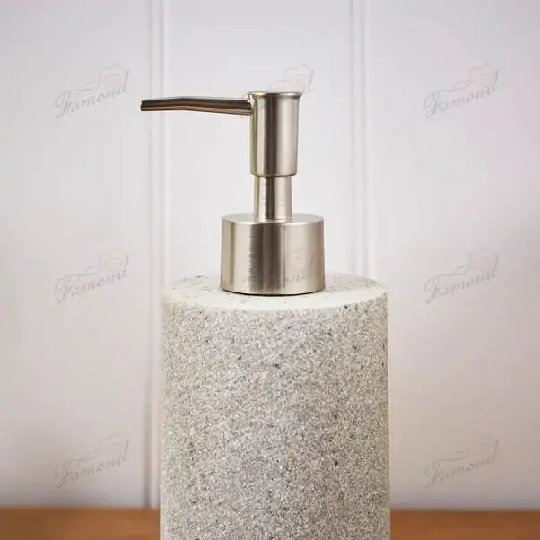 Light Gray Sand Stone Jewelry Tray Four-piece Set Stainless Steel Pump Sprayer Dispensing Bottles-Famond R&D Factory