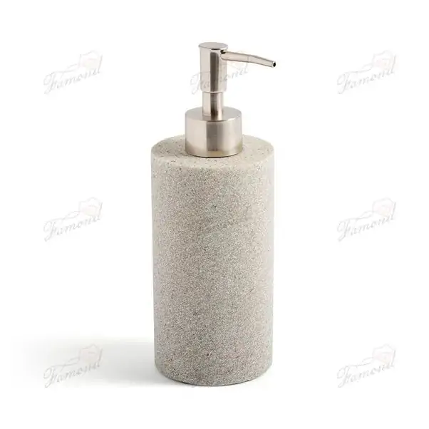 Light Gray Sand Stone Jewelry Tray Four-piece Set Stainless Steel Pump Sprayer Dispensing Bottles-Famond R&D Factory