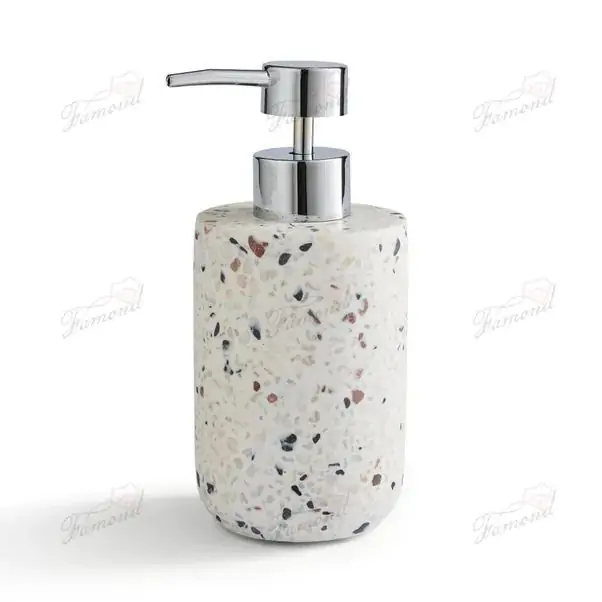 Fancy Resin Terrazzo Bathroom Sets Stoneware Bathroom Accessories Set 2 piece-Famond R&D Factory