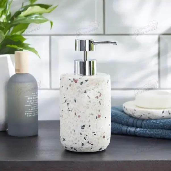 Fancy Resin Terrazzo Bathroom Sets Stoneware Bathroom Accessories Set 2 piece-Famond R&D Factory