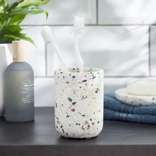 Fancy Resin Terrazzo Bathroom Sets Stoneware Bathroom Accessories Set 2 piece-Famond R&D Factory