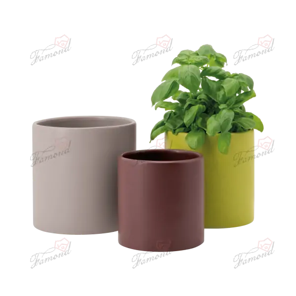 Colourful Indoor and Outdoor Small Plant Pots Cylindrical Short Garden Planter Made by Polyresin Eco-friendly