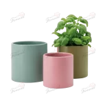 Colourful Indoor and Outdoor Small Plant Pots Cylindrical Short Garden Planter Made by Polyresin Eco-friendly