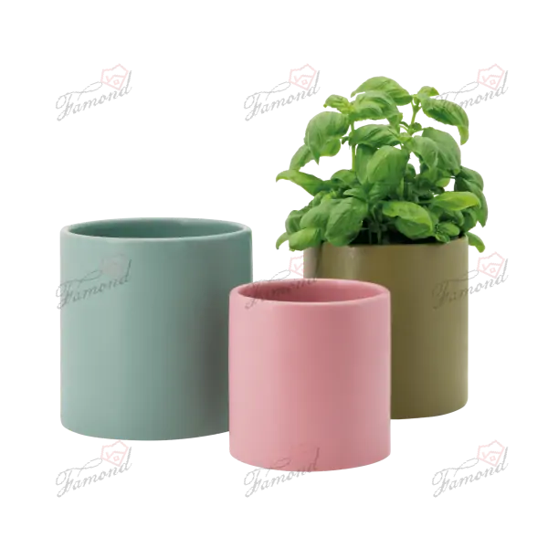 Colourful Indoor and Outdoor Small Plant Pots Cylindrical Short Garden Planter Made by Polyresin Eco-friendly