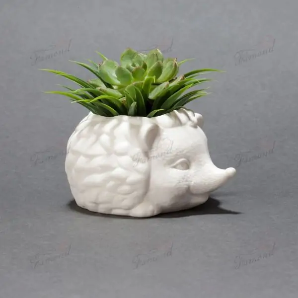 Miniature Hedgehog Flower Pot Desk Decoration - White Mini Animal Planter Office Table Decoration Hand Crafts