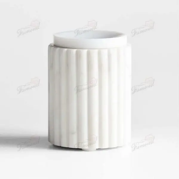 Multifunctional Cotton Swab Container and Jewelry Storage Set for the Bathroom Trays Marble Resin-Famond R&D Factory