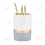 White Sand Mosaic Warm Gray 3 C with Gold Lines Cylindrical Shape Golden Pump Soap Lotion Tumblers Toothhbrush Holders Soapdish-Famond R&D Factory