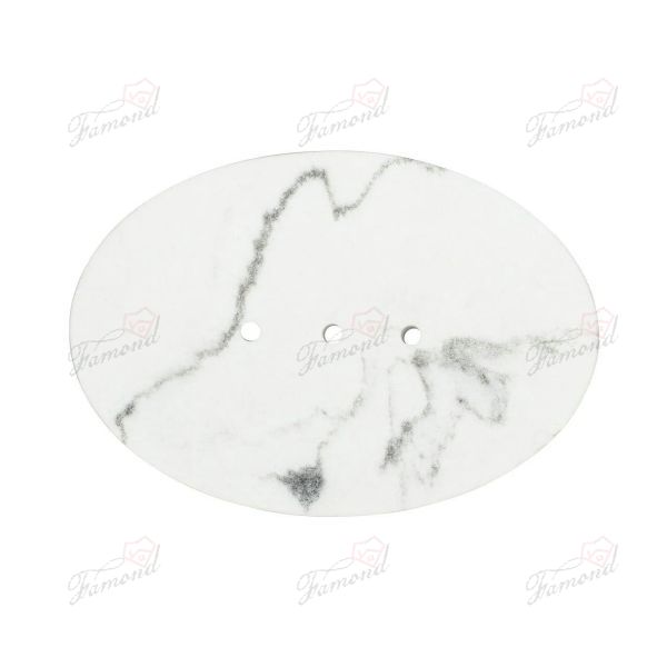 Oval White Marble Soap Dishes with Three Leaky Small Round Leaky Holes Made of Poly Resin Handcrafts Bathroom Sets-Famond R&D Factory