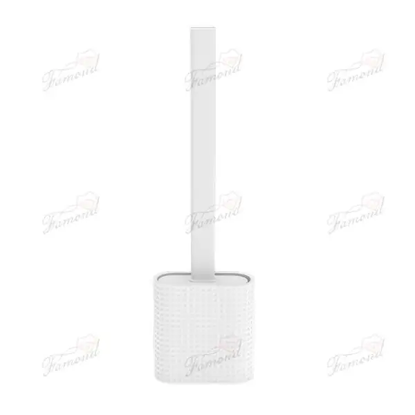 Square Small Oval-shaped Compact Toilet Brush Holders with Brushes Placed on The Side of The Toilet-Famond R&D Factory