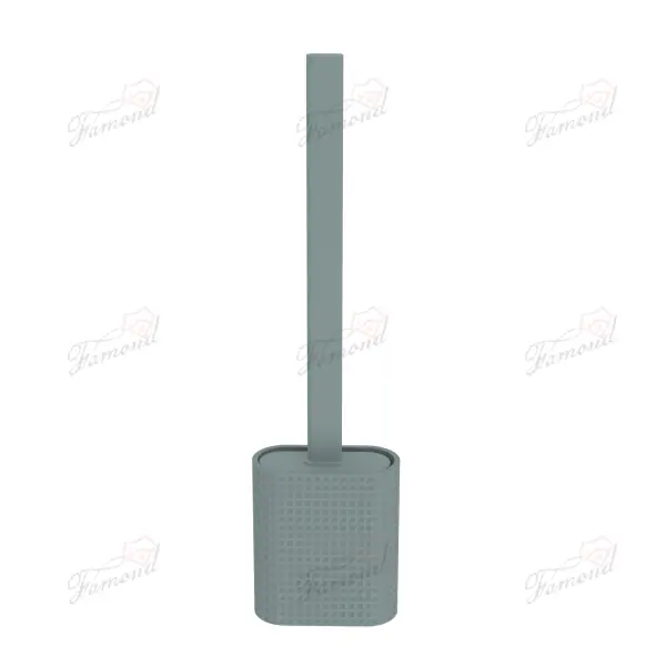 Square Small Oval-shaped Compact Toilet Brush Holders with Brushes Placed on The Side of The Toilet-Famond R&D Factory