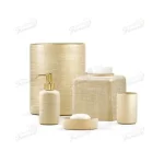 Polyresin Decoration Washroom Sets Rose Gold Artistic Bathroom Set Trash Can and Tissue Box-Famond R&D Factory