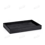 Black Slate-Look Bathroom Accessory Set with Tray and Cotton Jars Square Tissuecovers 7 Pieces Sets-Famond R&D Factory