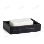 Black Slate-Look Bathroom Accessory Set with Tray and Cotton Jars Square Tissuecovers 7 Pieces Sets-Famond R&D Factory