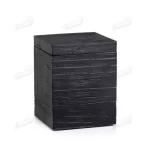 Black Slate-Look Bathroom Accessory Set with Tray and Cotton Jars Square Tissuecovers 7 Pieces Sets-Famond R&D Factory