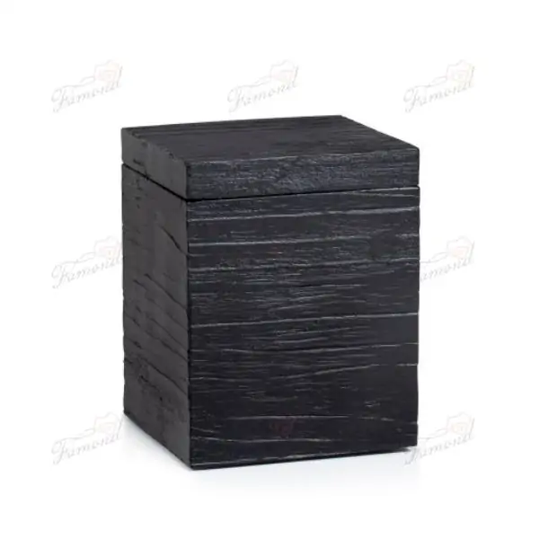 Black Slate-Look Bathroom Accessory Set with Tray and Cotton Jars Square Tissuecovers 7 Pieces Sets-Famond R&D Factory