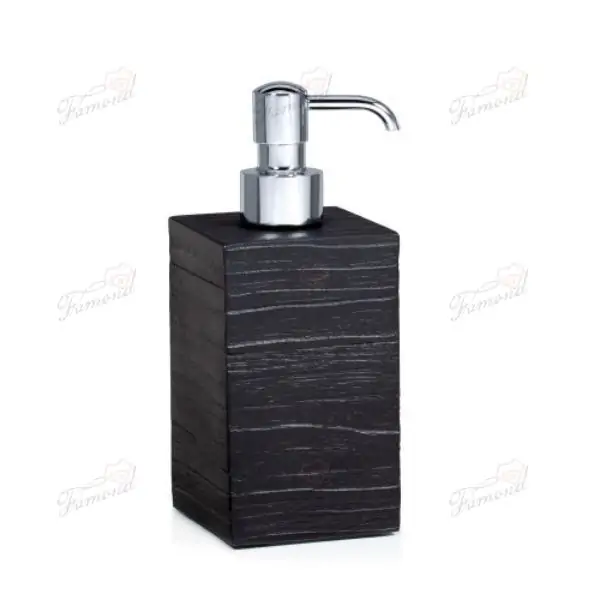 Black Slate-Look Bathroom Accessory Set with Tray and Cotton Jars Square Tissuecovers 7 Pieces Sets-Famond R&D Factory