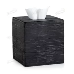 Black Slate-Look Bathroom Accessory Set with Tray and Cotton Jars Square Tissuecovers 7 Pieces Sets-Famond R&D Factory