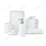 Luxury Bathroom Set with Transparent Monochrome Covered Trash Can and Tissue Boxes-Famond R&D Factory