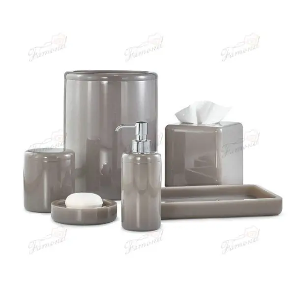 Luxury Bathroom Set with Transparent Monochrome Covered Trash Can and Tissue Boxes-Famond R&D Factory