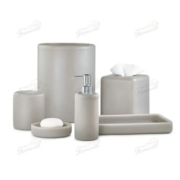 Luxury Bathroom Set with Transparent Monochrome Covered Trash Can and Tissue Boxes-Famond R&D Factory