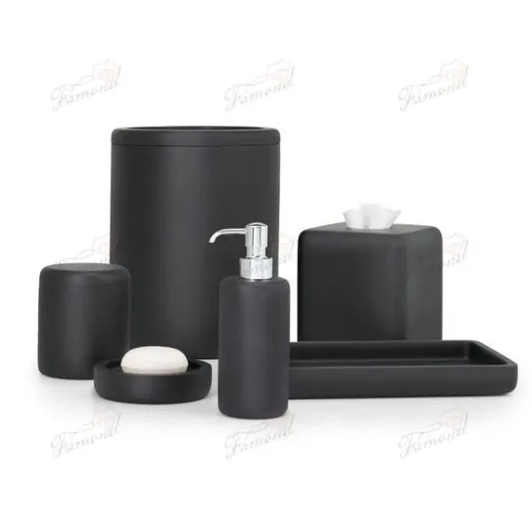 Luxury Bathroom Set with Transparent Monochrome Covered Trash Can and Tissue Boxes-Famond R&D Factory