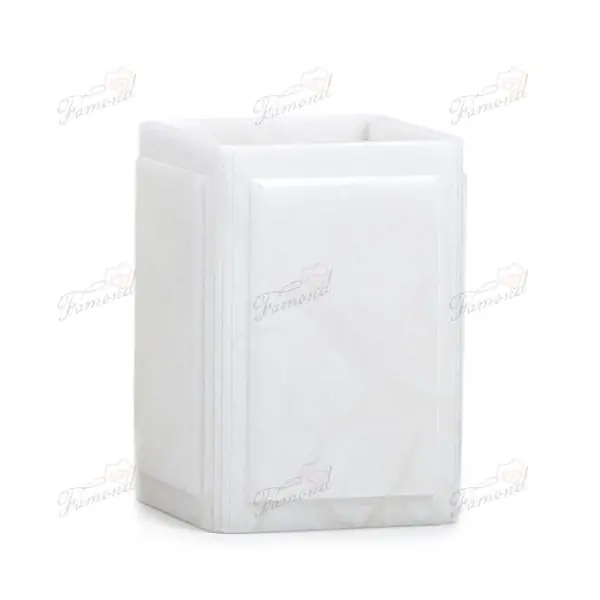 Elegant Square White Marble Bathroom Seven-Piece Set Garbage Can and Tissue Holder Resin Accessory Sets-Famond R&D Factory